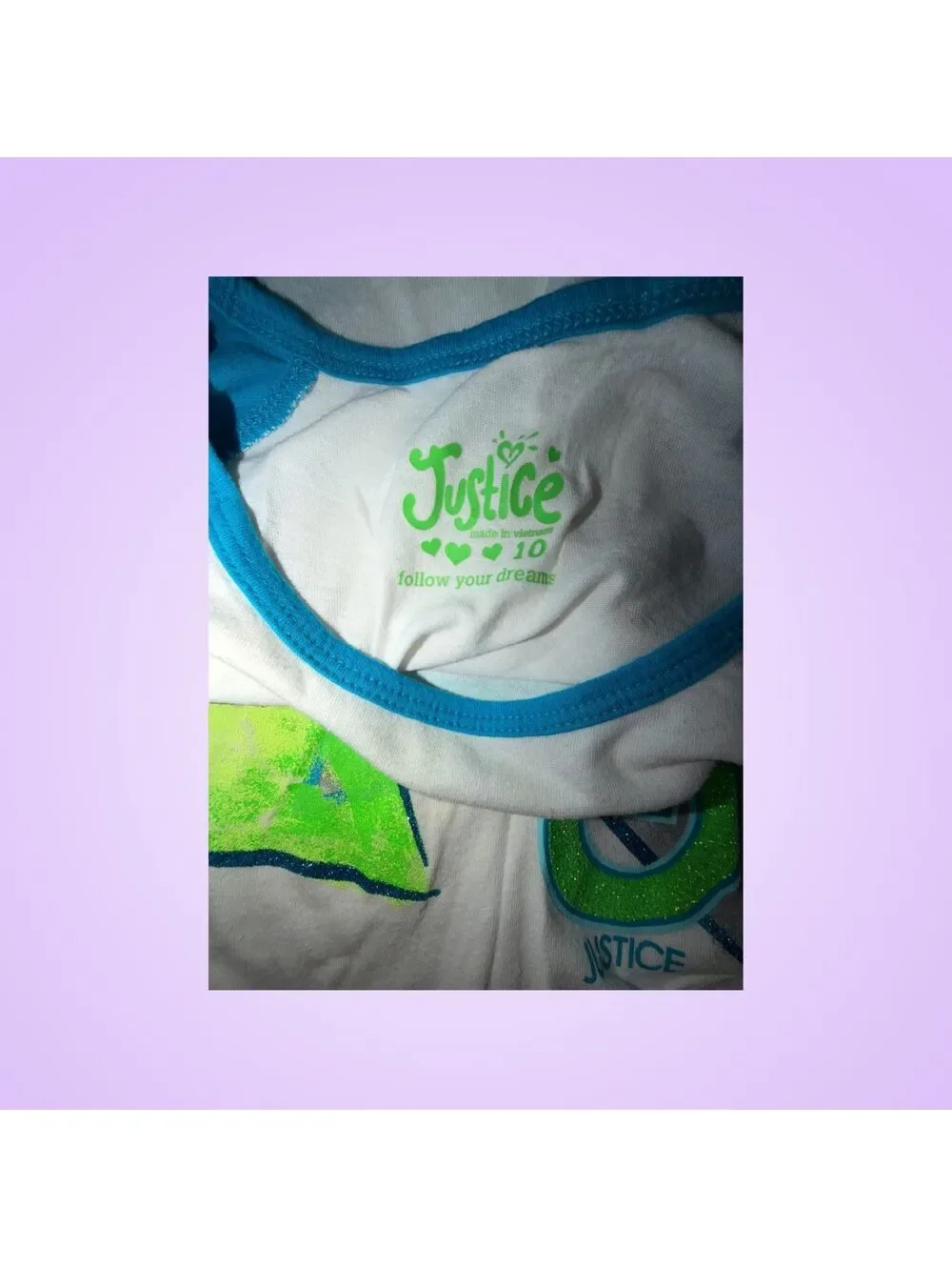 Justice Girls Size 10 Gymnast Star Glitter Raglan Baseball Shirt | Blue Green